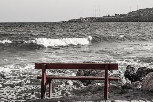 bench beach sea