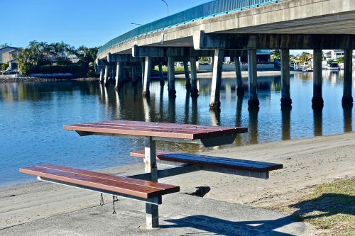 bench bridge wooden