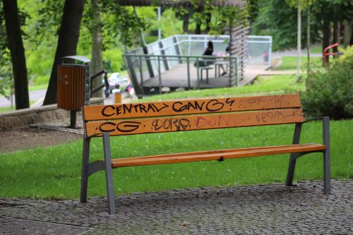 bench graffiti park bench