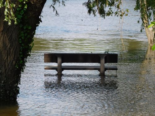 bench river flood