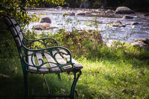 bench river water