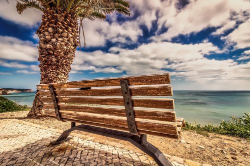 bench beach sea