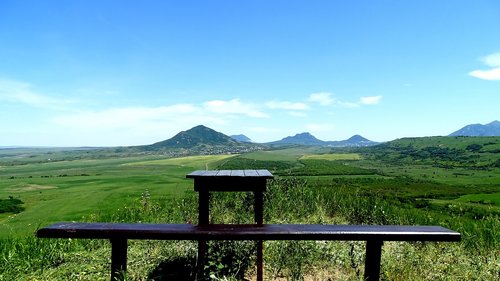 bench  panorama  mountains