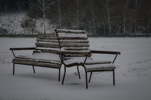 bench  snow  winte