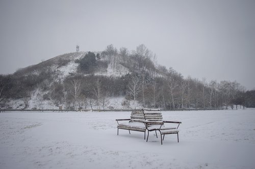 bench  snow  winter