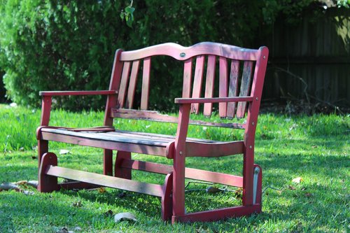 bench  red  weathered