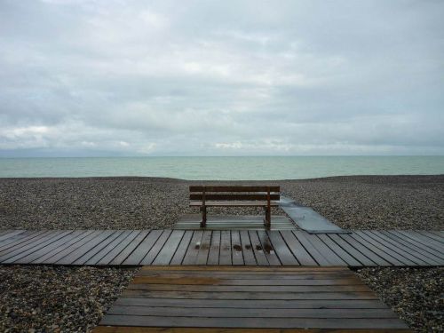 bench beach sea