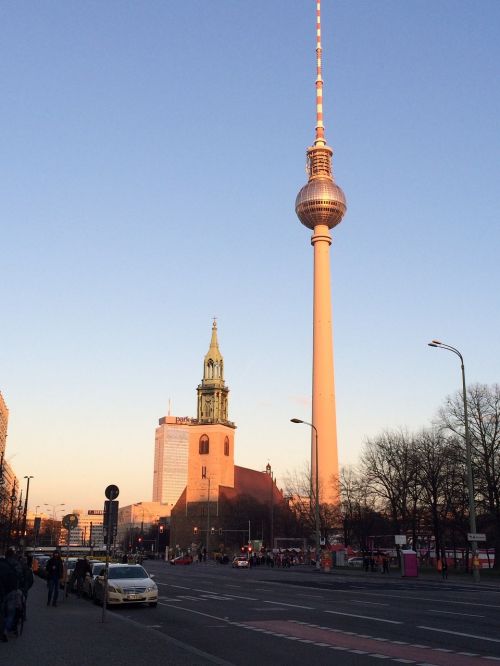 tv tower berlin sunset
