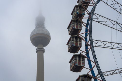 berlin  tv tower  ferris wheel
