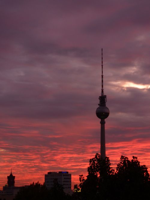 berlin tv tower sunset
