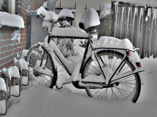 bicycle winter snow