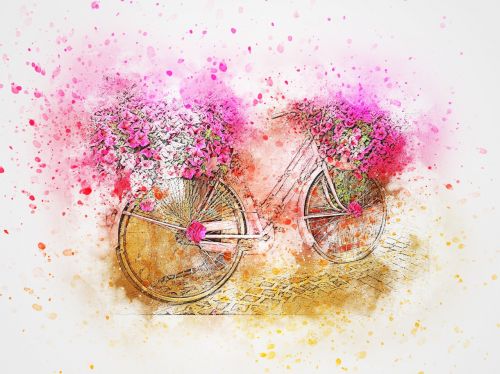 bicycle flowers pink