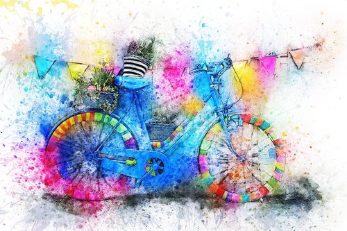 bicycle  flowers  art