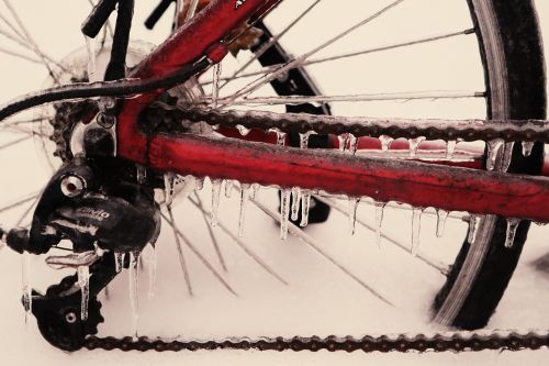 bicycle frozen ice
