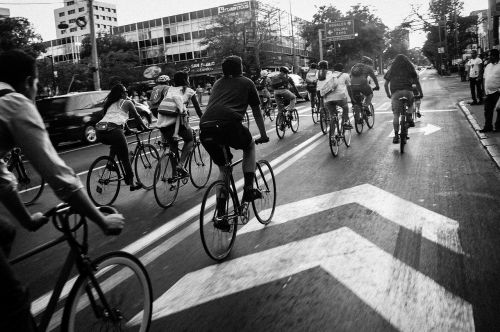 bicycle black and white rides