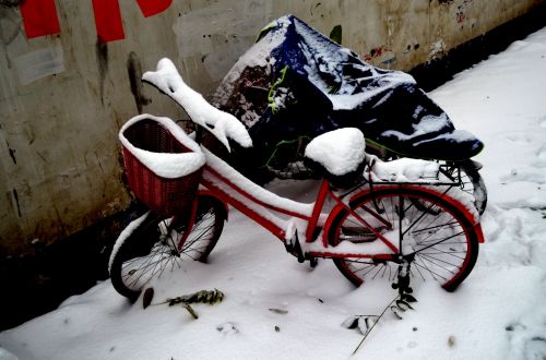 Bicycle In Snow