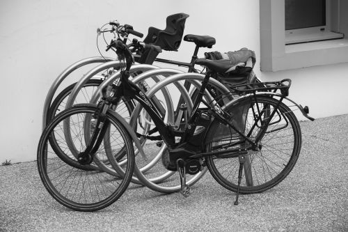 bicycles two wheels black and white