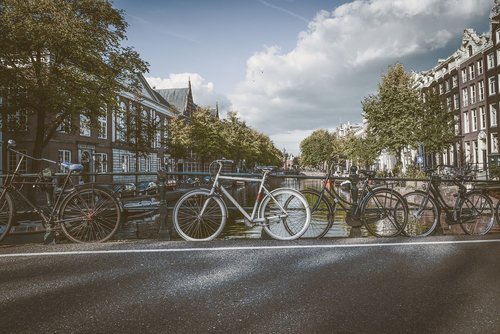 bicycles  clouds  amsterdam