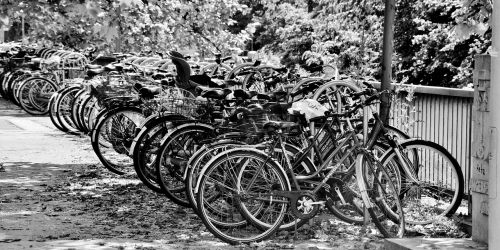 bicycles wheels bike racks