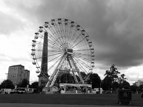 big wheel fairground black and white