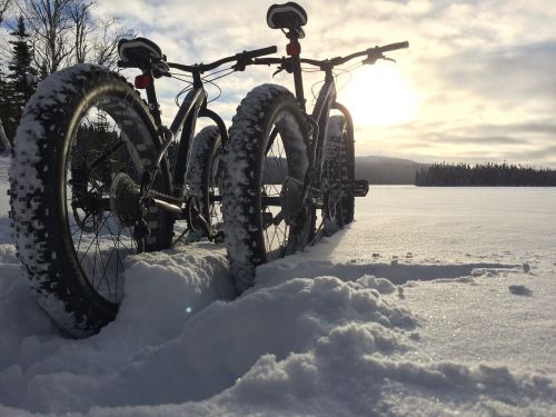 bike snow winter landscape