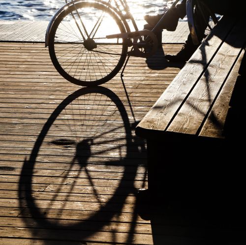 bike back light evening sun