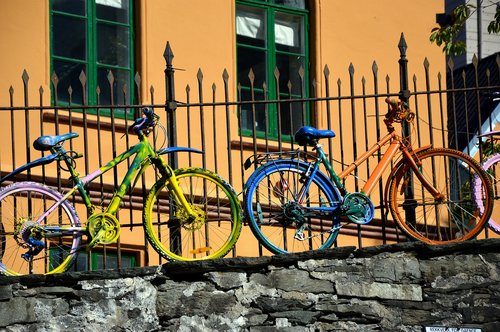 bike  fence  colorful