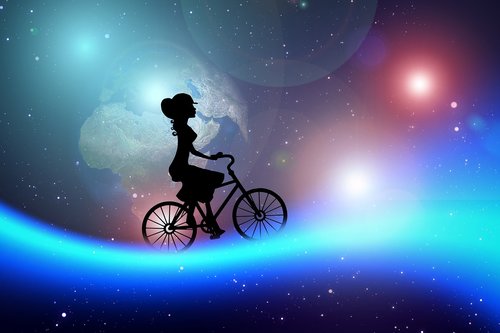 bike  woman  cosmos
