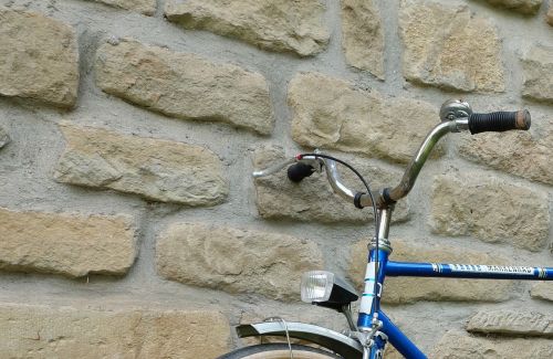 bike wall stone wall