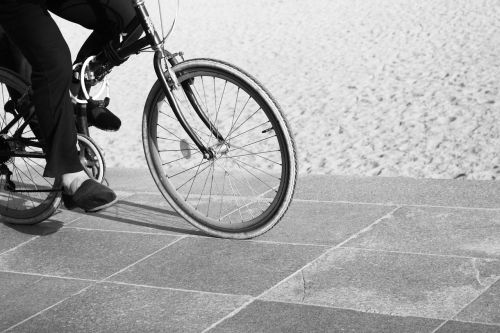 bike black and white sand