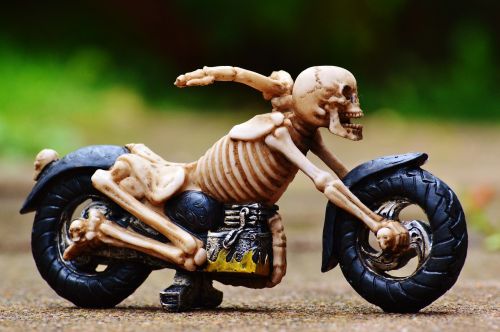 biker skeleton creepy