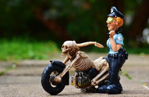 biker skeleton policewoman