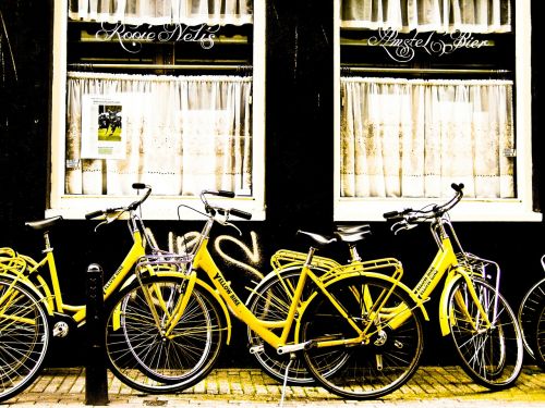 bikes yellow amsterdam