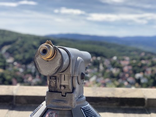 binoculars  castle  landscape