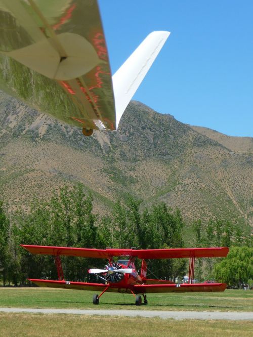 biplane red transportation