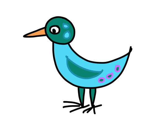 bird turquoise cartoon