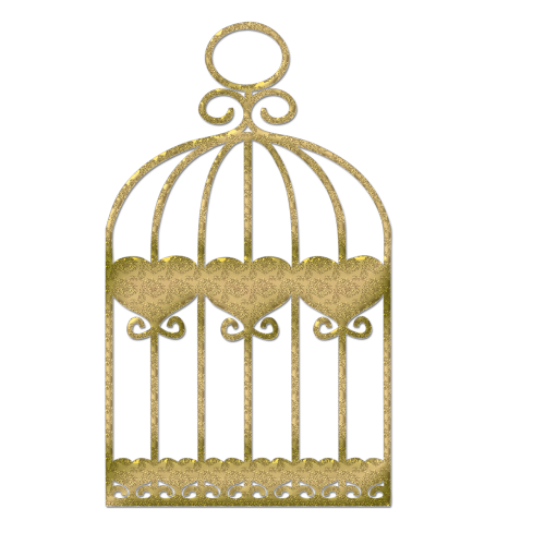 bird cage outline gold embossed