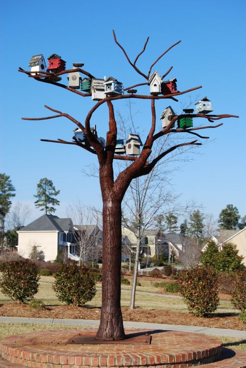 birdhouses bird houses steel tree