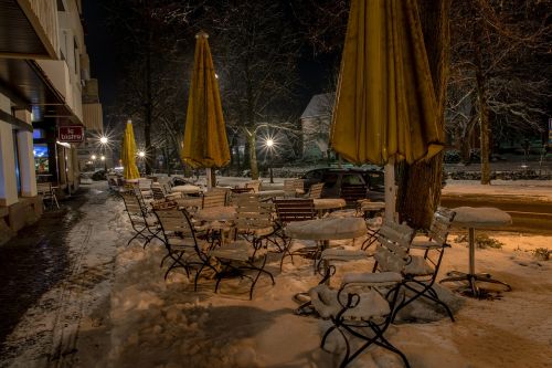 bistro snow winter