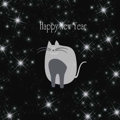 Black And Gold New Year Cat