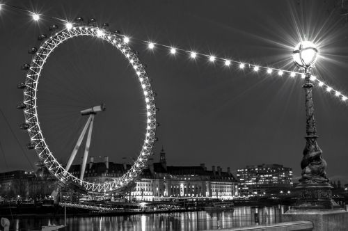 london eye long exposure black and white