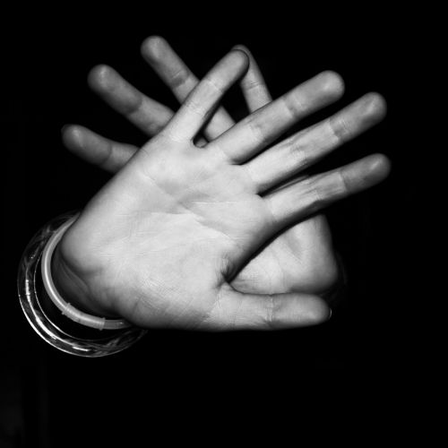 black and white hands palm