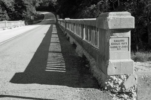 black and white bridge shadows