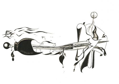 black and white ink abstract