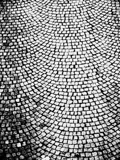 black and white cobble stone surface