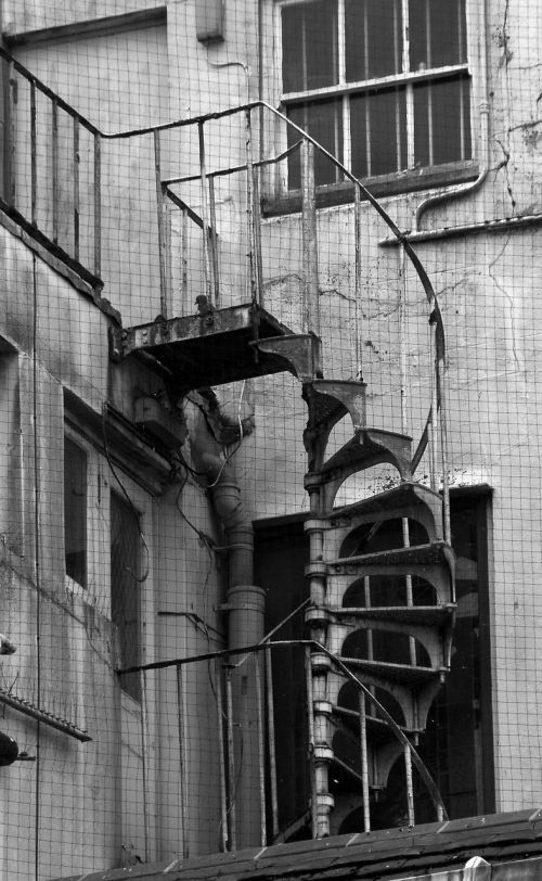 black and white stairs iron