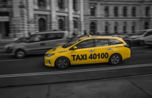 black and white yellow cab