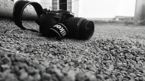black-and-white blur camera