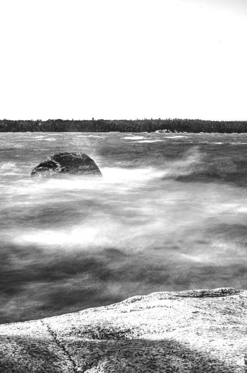 black and white lake long exposure