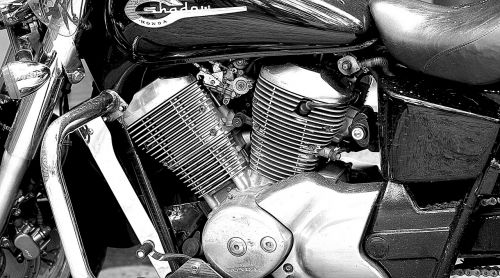 black and white engine motorcycle